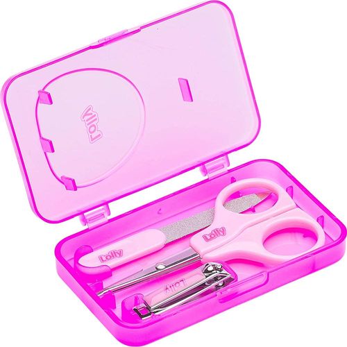 Kit Manicure Rosa Lolly com 1 Tesoura + 1 Cortador + 1Lixa