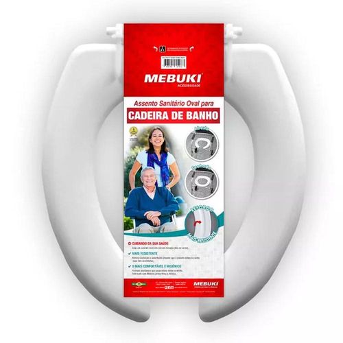 Assento Sanitário Oval Aberto Para Cadeira de Banho Mebuki com 1 Unidade