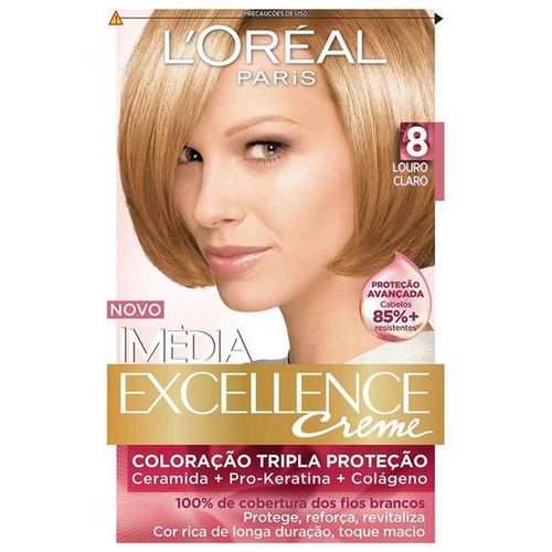 Tintura Permanente Imédia Excellence L'oréal Paris Nº 8.0 Louro Claro com 1 Unidade