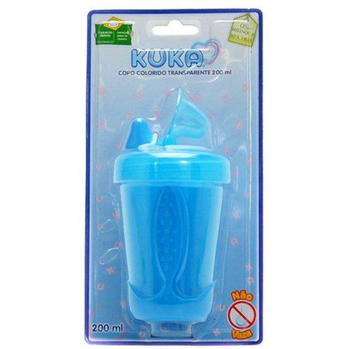 Copo Transparente Antivazamento Azul Kuka 200ml