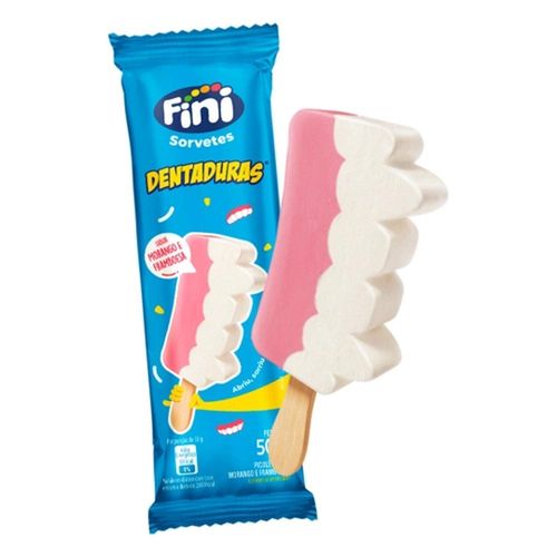 Picolé Fini Morango e Framboesa Dentadura 50g