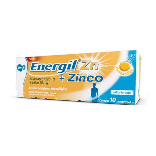 Energil Zn Ácido Ascórbico 1g + Zinco 10mg com 10 Comprimidos Efervescentes