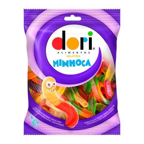 Balas de Gelatina Dori Formato Minhoca 60g