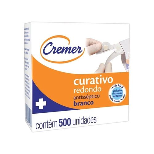 Curativos Redondos Antissépticos Cor Branca Cremer com 500 Unidades