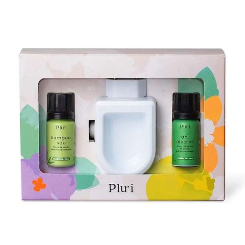 Kit Pluri com Difusor de Aromas Elétrico + Essência de Bamboo 10ml + Essência Alecrim 10ml