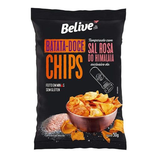 Snack Batata Doce Chips Sal Rosa Belive 50g