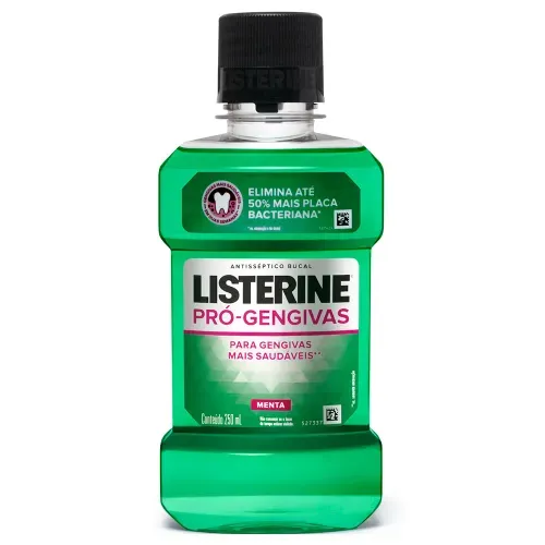 Enxaguante Bucal Antisséptico Menta Defesa Dos Dentes e Gengivas Frasco Listerine 250ml