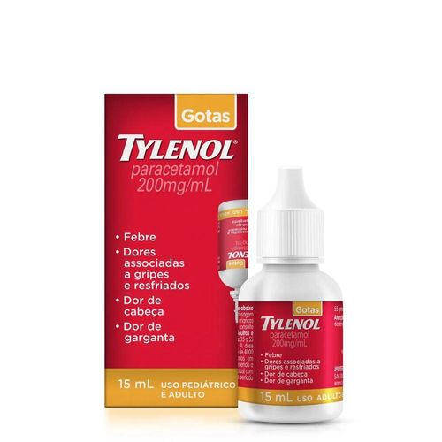 Tylenol Paracetamol 200mg/mL Solução Gotas 15ml