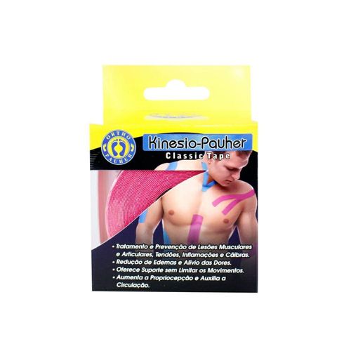 Bandagem Adesiva Elástica Kinesio Pauher 5cm X 5m Vermelha com 1 Unidade