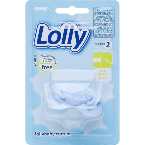 Chupeta Tip Lolly Tamanho 2 Silicone Redonda Azul com 1 Unidade