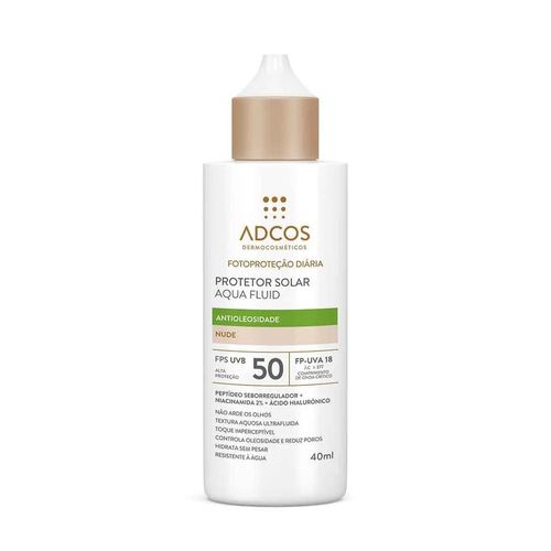 Protetor Solar Facial Adcos Aqua Fluid FPS 50 Nude 40ml
