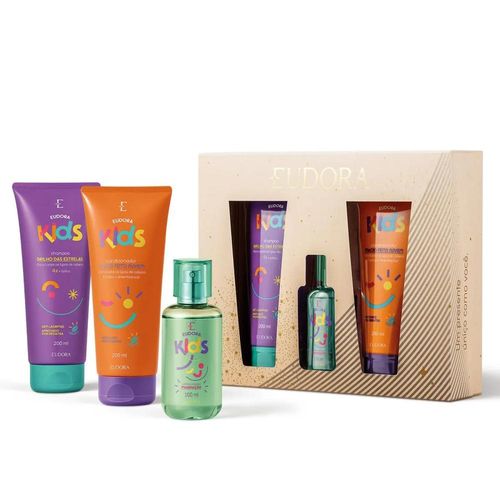 Kit Presente Natal Eudora Kids com 1 Shampoo 200ml + 1 Condicionador 200ml + 1 Colônia Infantil 100ml