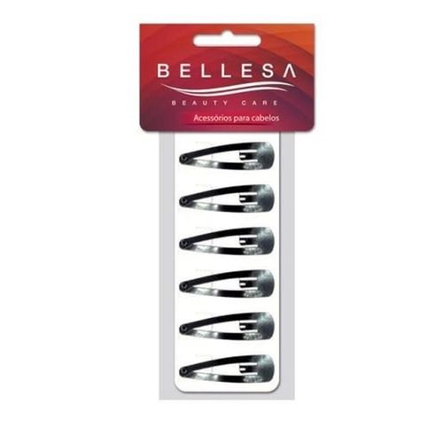 Presilhas para Cabelos Tic-Tac Bellesa Médias Cor Preto com 6 Unidades