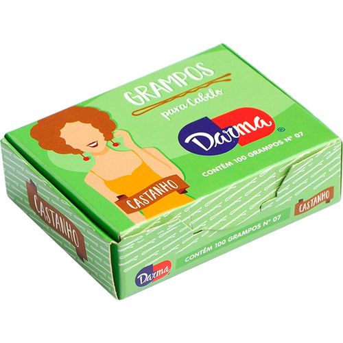 Grampo para Cabelo Darma Nº 7 Castanho com 100 Unidades