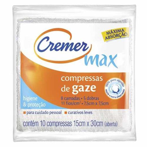 Compressas de Gaze Cremer Max com 10 Unidades