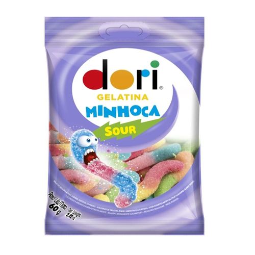 Balas de Gelatina Ácidas Dori Formato Minhoca 60g