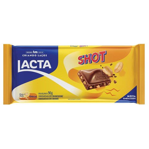 Barra de Chocolate ao Leite com Amendoim Lacta Shot 90g