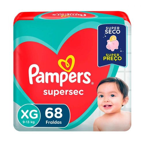 Fraldas Descartáveis Pampers Supersec XG com 68 Unidades