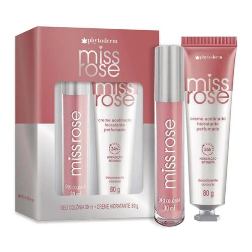 Kit Phytoderm Miss Rose com 1 Deo Colônia Mini 30ml + 1 Creme Hidratante 80g