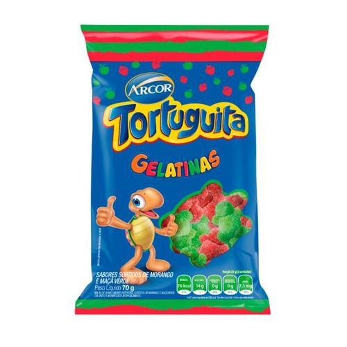 Bala Tortuguita Bala Gelatina Sabor Morango e Maca 70g