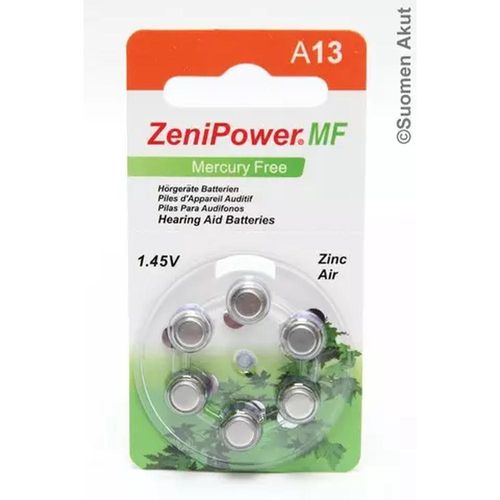 Bateria Zenipower A13 para Aparelho Auditivo com 6 Unidades