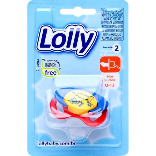 Chupeta Lolly Baby Viva Tamanho Nº 2 Silicone Ortodôntica Tricolor Neutro com 1 Unidade