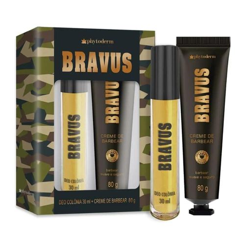 Kit Phytoderm Bravus com 1 Deo Colônia Mini 30ml + 1 Creme de Barbear 80g