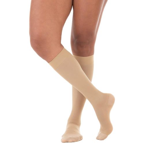 Meia de Compressão 3/4 Elástica Venosan Ultraline 30-40 Mmhg Tamanho XG pé fechado bege com 1 Unidade