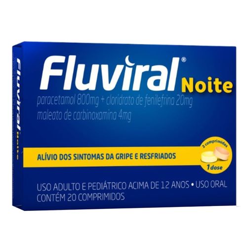 Fluviral Noite 400mg + 20mg + 400mg + 4mg com 20 Comprimidos