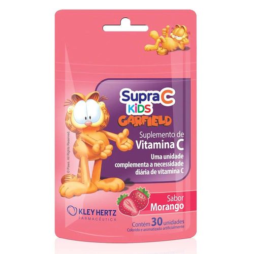 Vitamina C Supra C Kids Sabor Morango com 30 Unidades