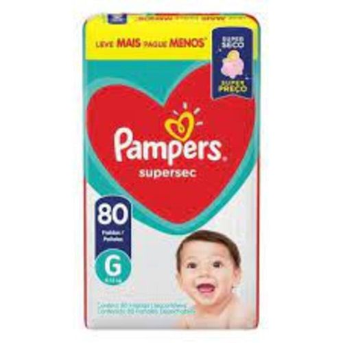 Fraldas Descartáveis Infantil Pampers Supersec G Leve Mais Pague Menos com 80 Unidades