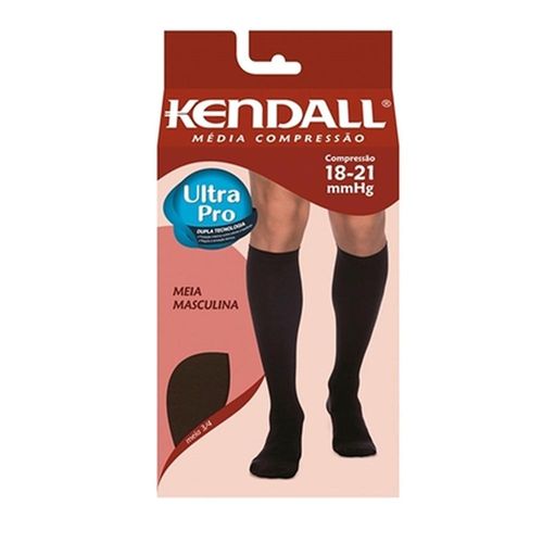 Meia Masculina de Alta Compressão 3/4 Cor Preta com Ponteira Tamanho M Kendall com 1 Par
