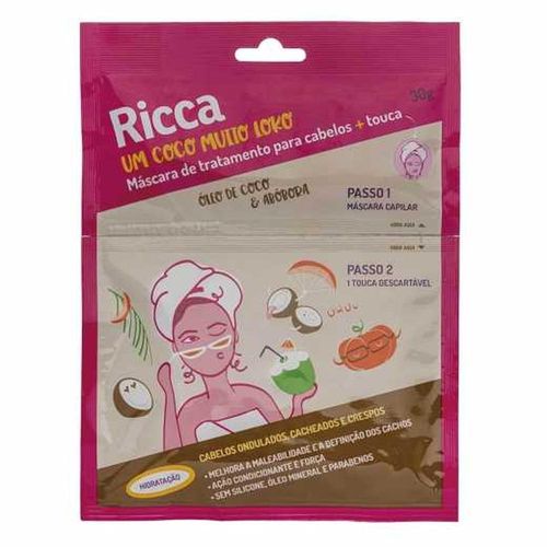 Máscara de Tratamento Capilar Ricca Óleo de Coco e Abóbora 30g + 1 Touca Descartável