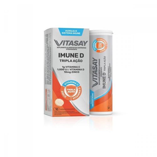 Suplemento Vitaminico Vitasay Imune D Trip com 10 Comprimidos Efervescentes