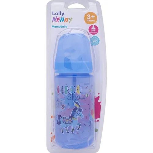 Mamadeira Big Color Lolly Baby Redondo Cor Azul 11675-01 Capacidade 330ml