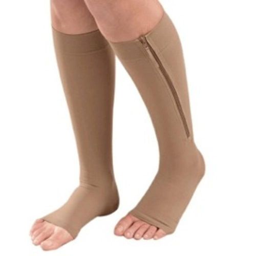 Venosan Comfortline 20-30 Meia Cotton Curta com Zipper Ponteira Abertag Bege com 1 Par