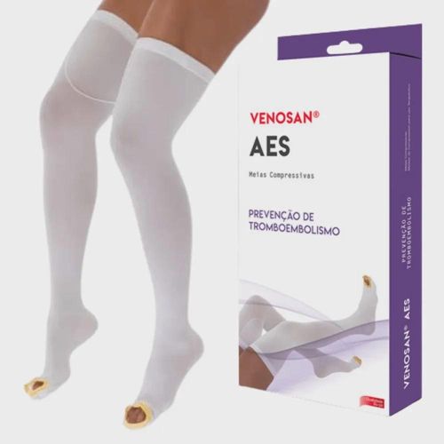 Meias de Compressão 7/8 Venosan com Ponteira Branco Tamanho G com 1 Par