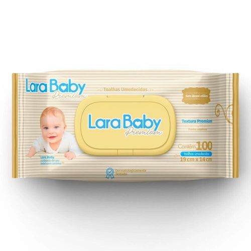 Toalhas Umedecidas Infantis Premium Lara Baby com 100 Unidades