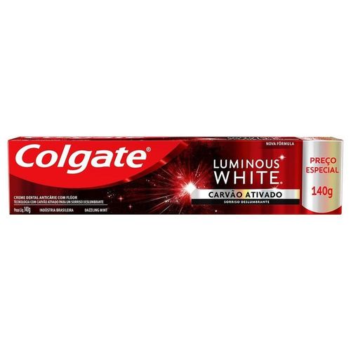 Creme Dental Colgate Luminous White Carvão Ativado 60g