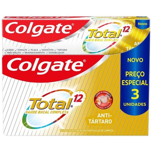 Kit Colgate Creme Dental Total 12 Anti-Tártaro com 3 Unidades com 90g