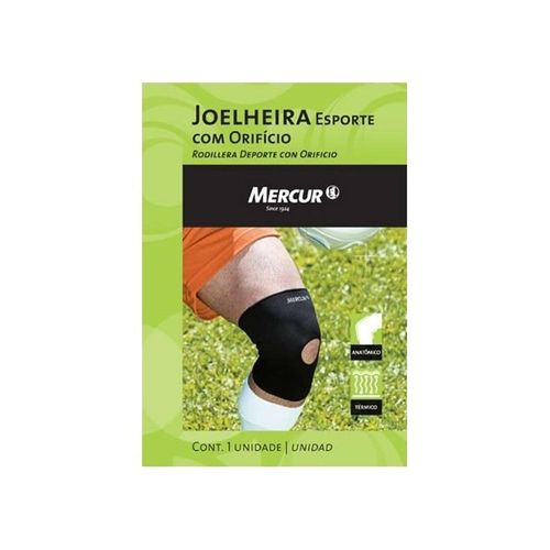 Joelheira Esporte com Orifício Mercur Tamanho P com 1 Unidade