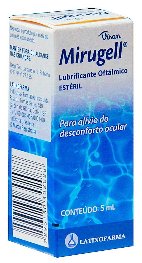 Mirugell 4mg/ml + 3mg/ml + 1,8mg/ml Solução de Uso Oftálmico Frasco Gotejador 5ml