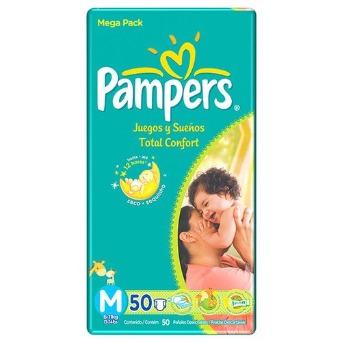 Fraldas Descartáveis Pampers Total Confort Tamanho M com 50 Unidades