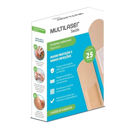 Curativo Tradicional Multilaser Bege com 25 Unidades