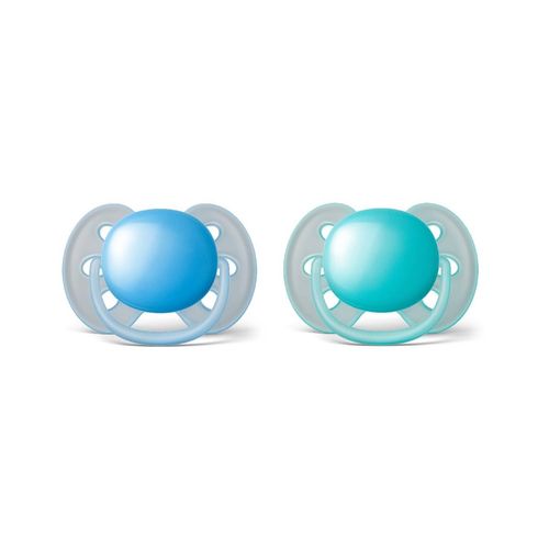 Chupeta Ultra Soft Lisa Menino 6 a 18 meses Verde e Azul Avent com 2 Unidades