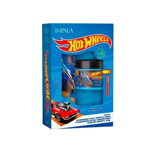 Kit Impala Infantil Hot Wheels Club Dos Velozes com 1 Shampoo 2 em 1 250ml + 1 Gel Fixador Azul 120g
