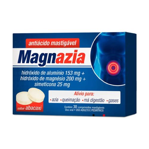 Magnazia 153mg + 200mg + 25mg Sabor Abacaxi com 30 Comprimidos