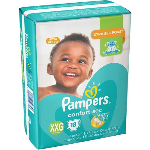 Fraldas Descartáveis Pampers Confort Sec XXG com 18 Unidades