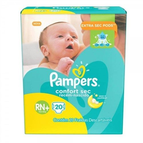 Fralda Descartável Infantil Pampers Confort Sec RN+ com 20 Unidades