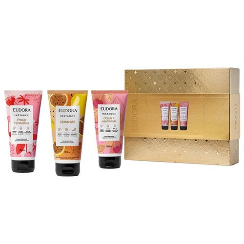 Kit Eudora Instance Hidratantes e Desodorantes Corporais com Creme Frutas Vermelhas 180ml + Creme Maracujá 180ml + Creme Cereja e Amendôas 180ml